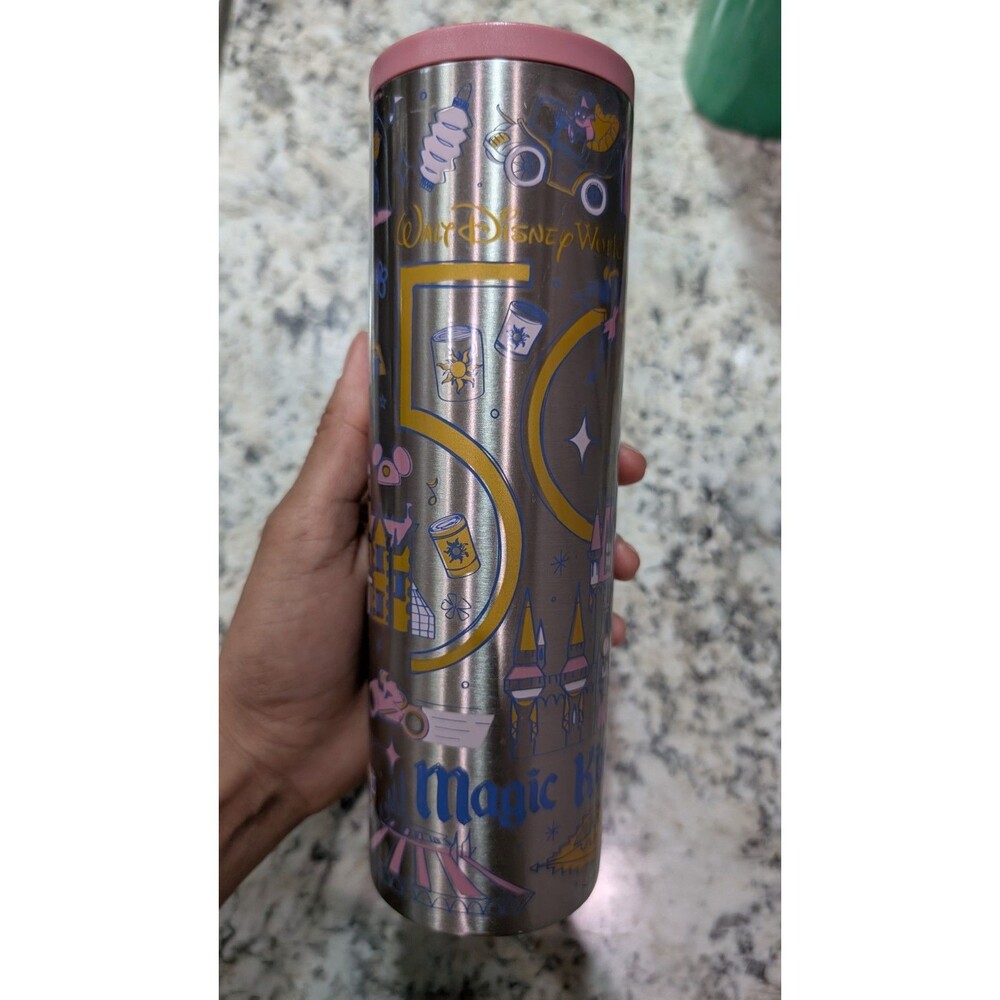 Disney 50th Anniversary Magic Kingdom Metal Starbucks Tumbler Cup